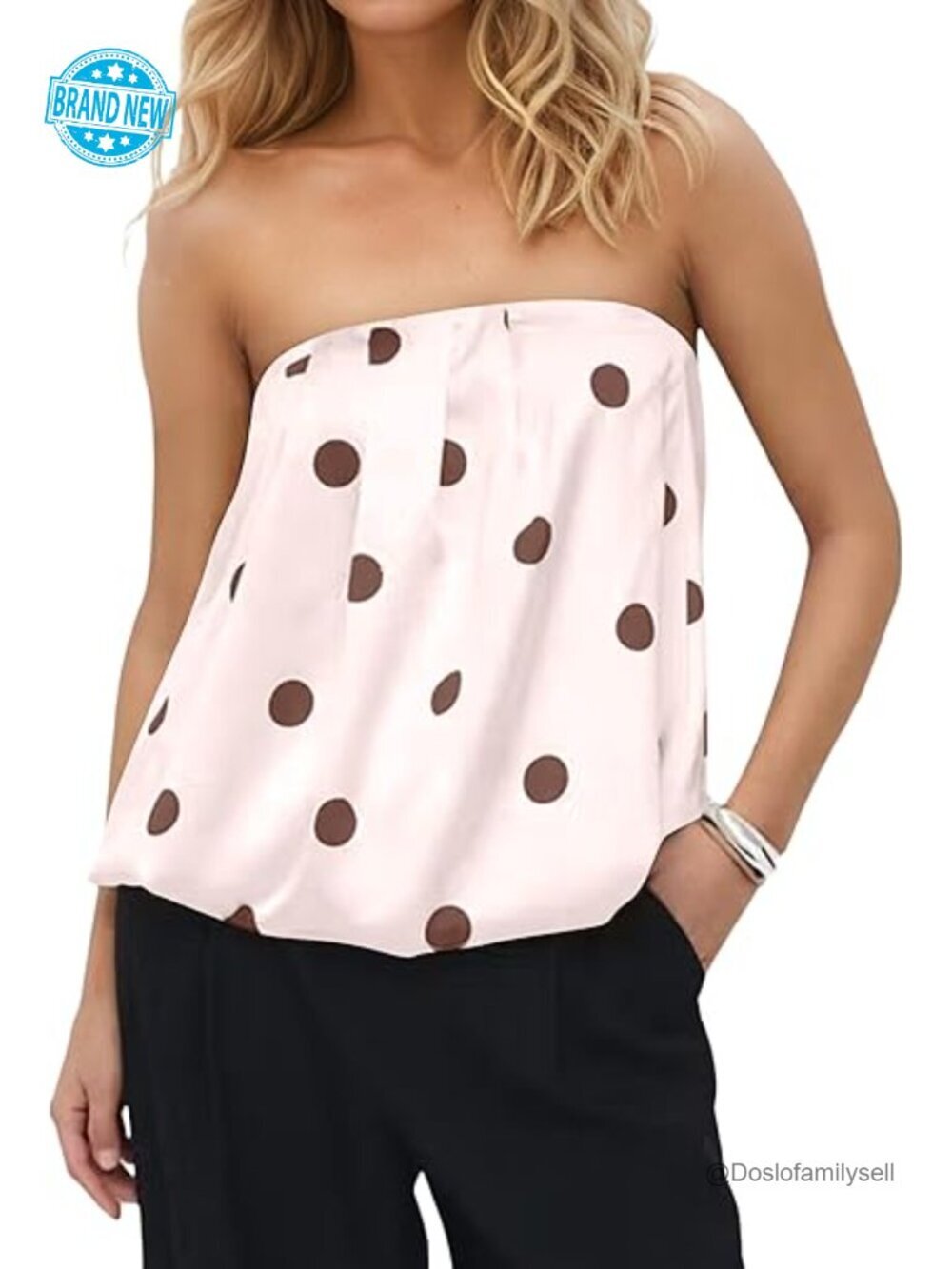 Polka Dot Bubble Hem Strapless Tube Top Y2k Going Out Tops